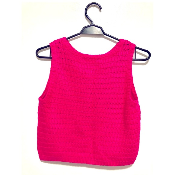 Fuschia knitted Crop Top Cami - Picture 3 of 3
